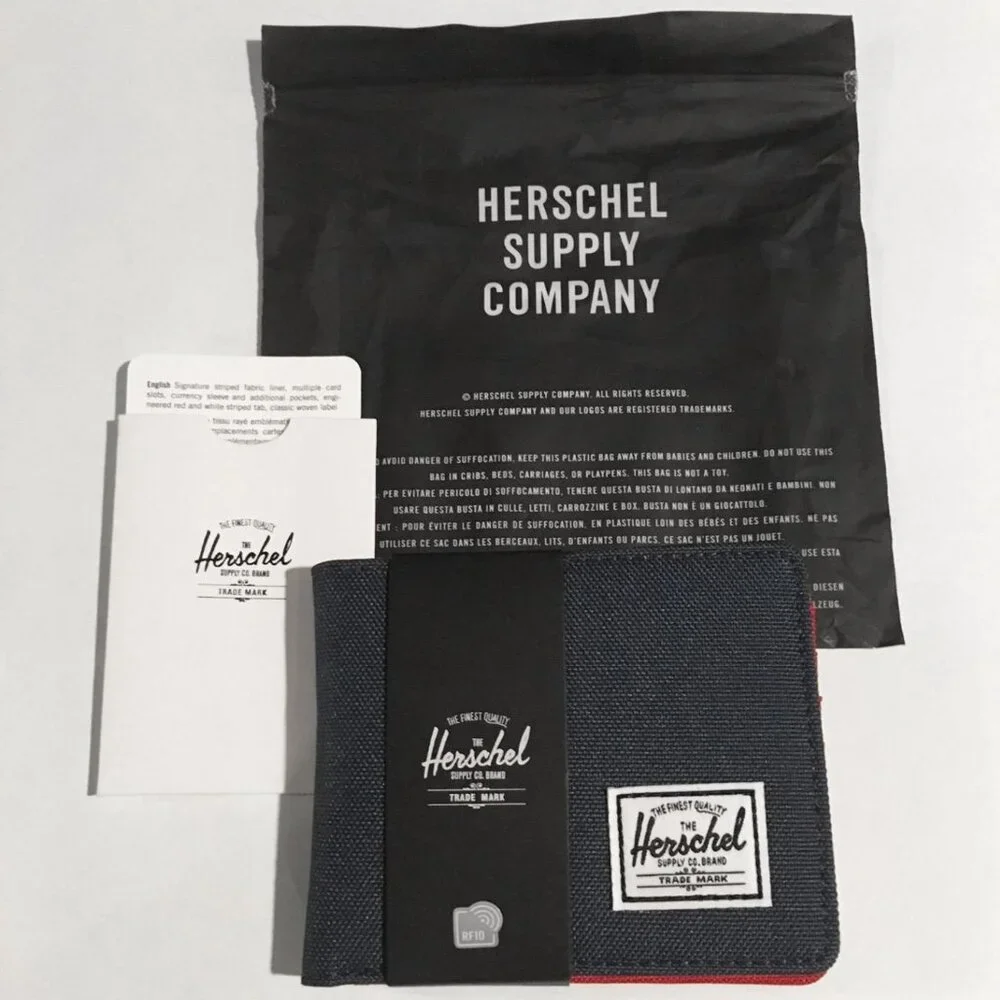 Herschel unisex adult Roy RFID Bi Fold Wallet, Navy/Red, One Size US